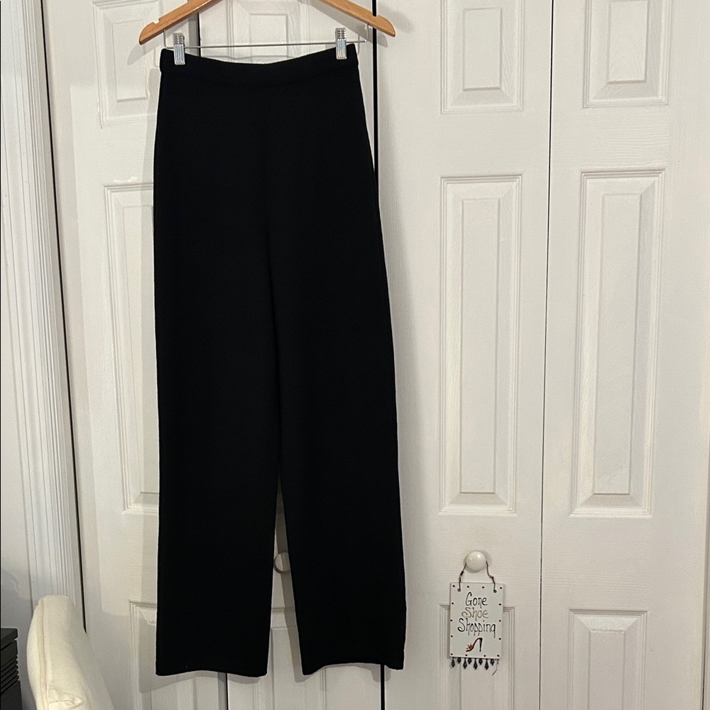 St. John Caviar Collection Black Wide Leg Pants Sz 2